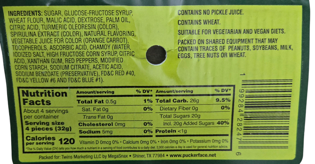 PUCKER FACE SPICY SOUR PICKLE BELTS WITH CHAMOY 12-2oz bags