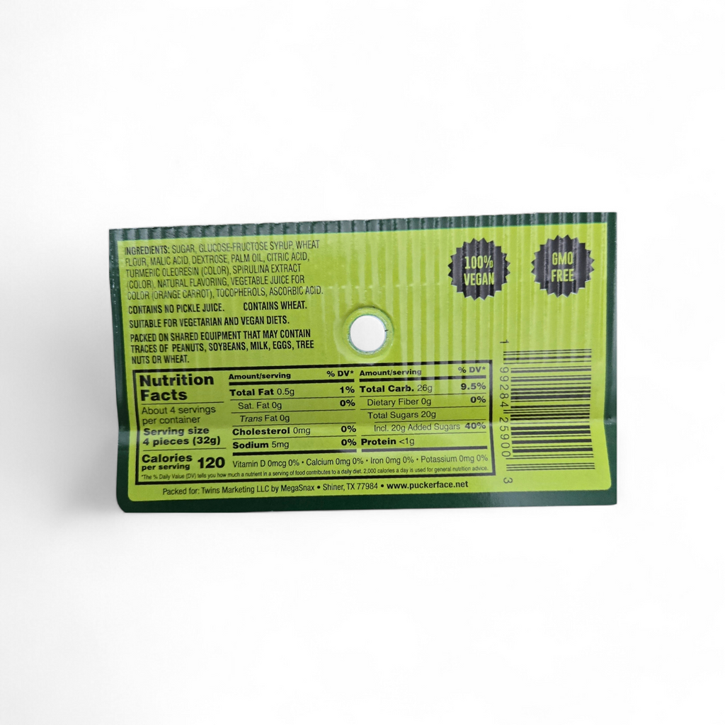PUCKER FACE SOUR PICKLE BELTS 12 2oz Bags